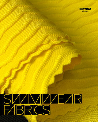 Wysokiej jakości teksturowana tkanina kąpielowa z 85% poliestru z recyklingu + 15% spandeksu, szerokość 125 cm i wysoka trwałość dla kostiumów kąpielowych