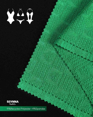 Alternatywy dla tkanin do pływania o wysokiej retencji kształtu, teksturowanych, 91% poliester z recyklingu, 9% spandex z gwarancją