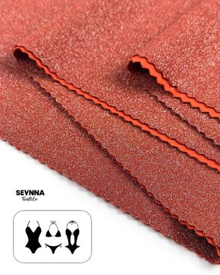 Tkanina o gramaturze 230gsm, dzianina podwójna z nylonu z recyklingu i metalicznym wykończeniem na lato i jesień