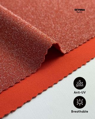 Tkanina o gramaturze 230gsm, dzianina podwójna z nylonu z recyklingu i metalicznym wykończeniem na lato i jesień