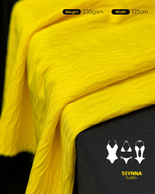 Wysokiej jakości teksturowana tkanina kąpielowa z 85% poliestru z recyklingu + 15% spandeksu, szerokość 125 cm i wysoka trwałość dla kostiumów kąpielowych