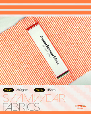 Wysokiej jakości teksturowana tkanina kąpielowa z 95% poliestru z recyklingu + 5% spandeksu, waga 280 gm i duża przepustność do kostiumów kąpielowych